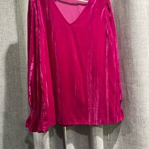 JODIFL Fuchsia Velvet Women's Blouse